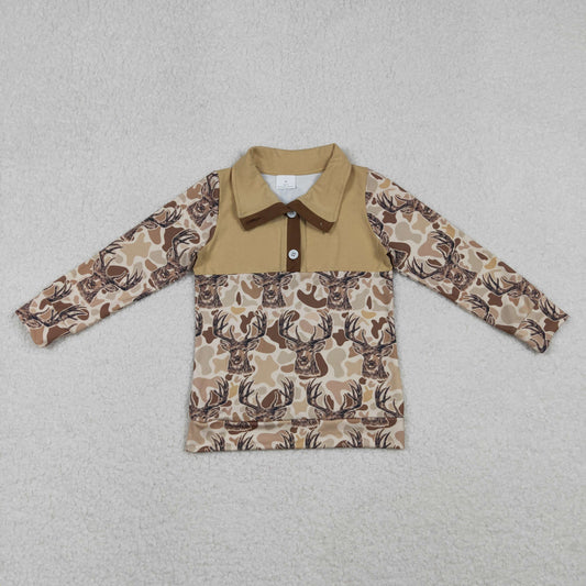 BT1338 hunting deer camo long sleeve boys top