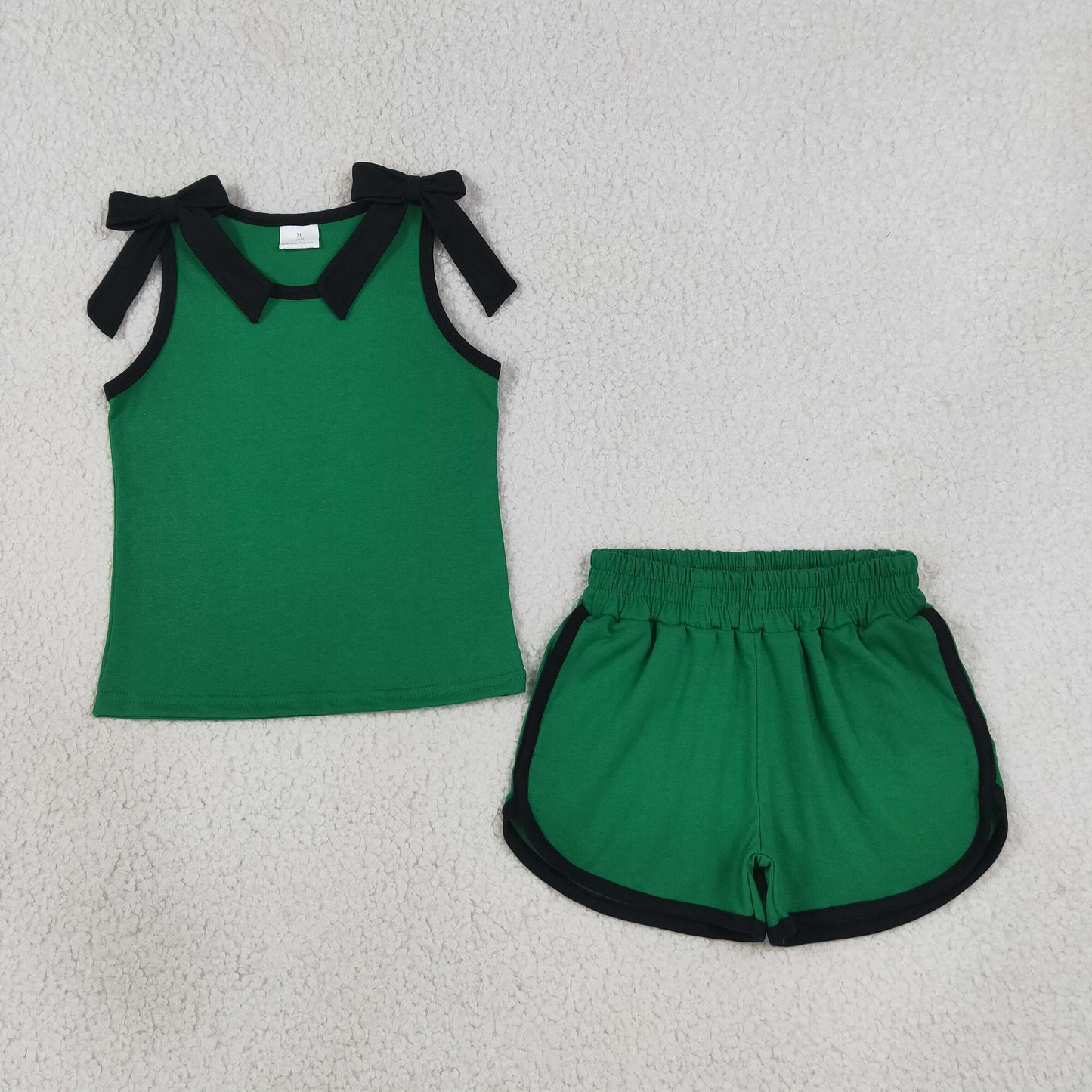 GSSO3825 Green Sleeveless Shorts Girls Set