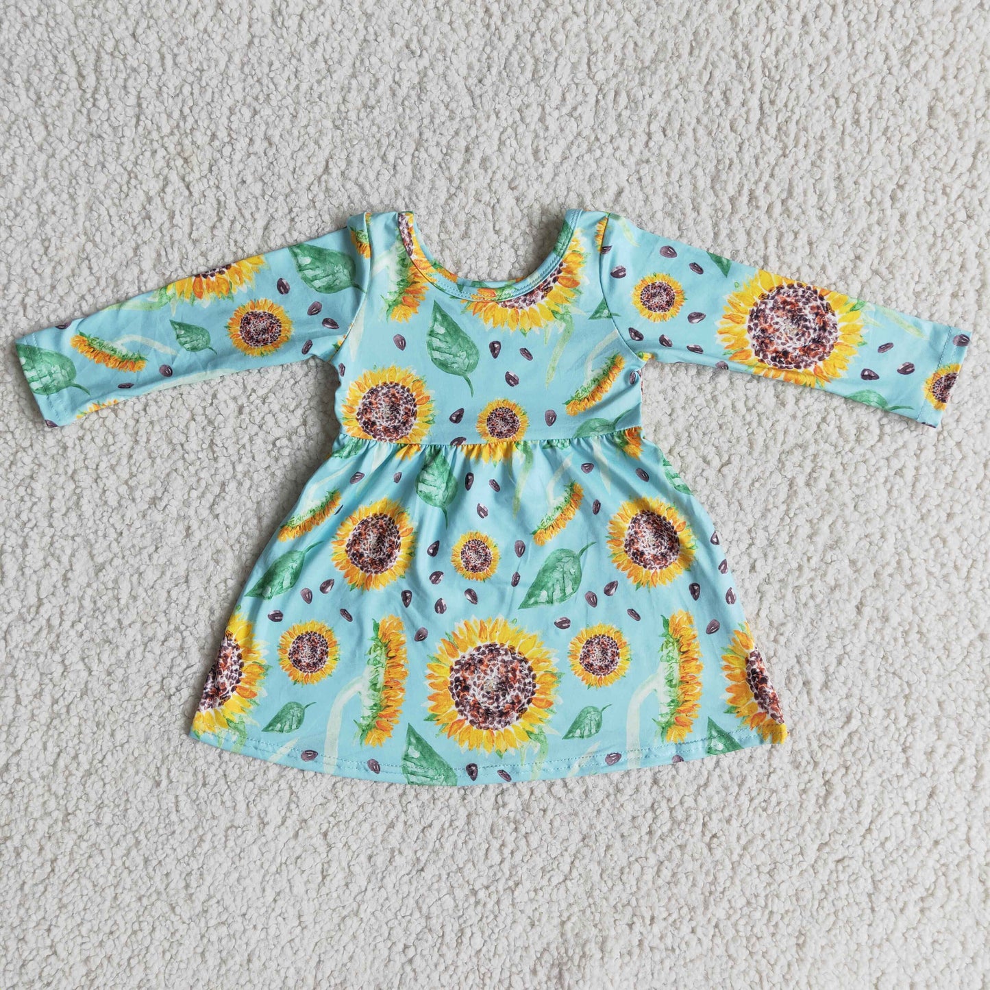 Sunflower Print Baby Girls Dress 6 A1-13