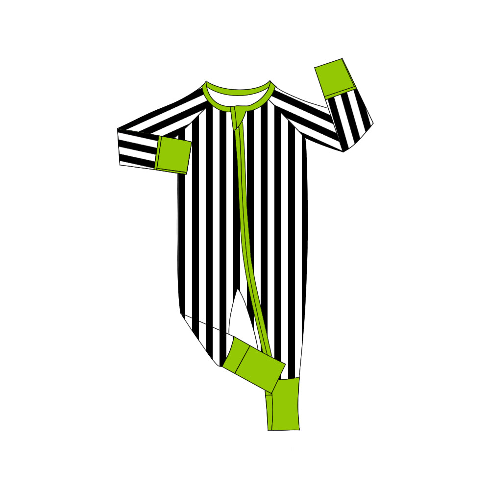 preorder LR2529 Halloween black/green striped zipper long sleeve boys romper
