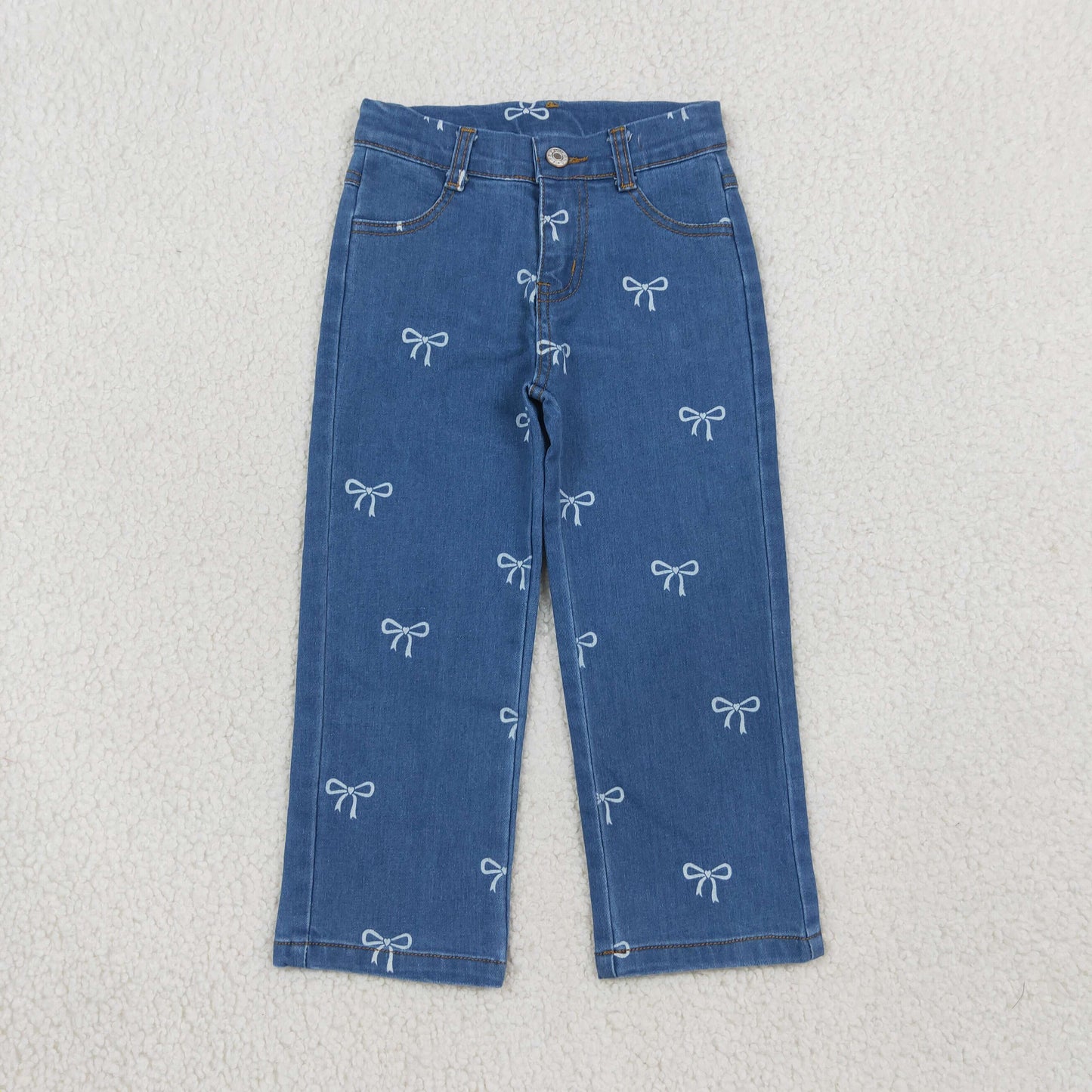 P1149 Bows Blue Denim Pants Girls Jeans