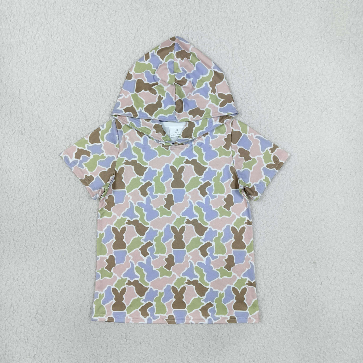 BT1964 Easter Mardi Gras Bunny Rabbit Camo Hoodie Short Sleeve Boys Top