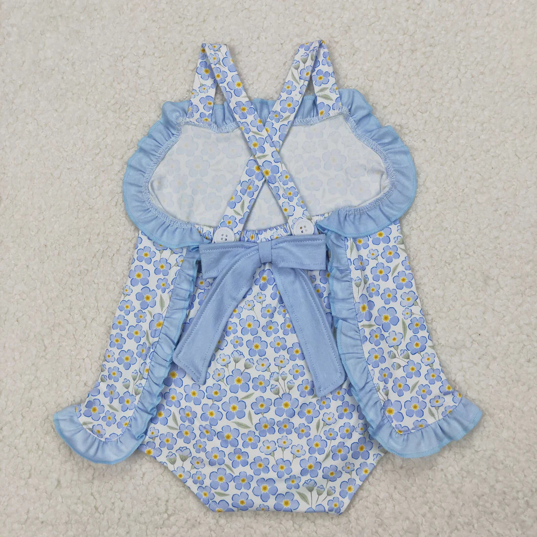 blue flowers floral Summer Sibling Clothes RTS