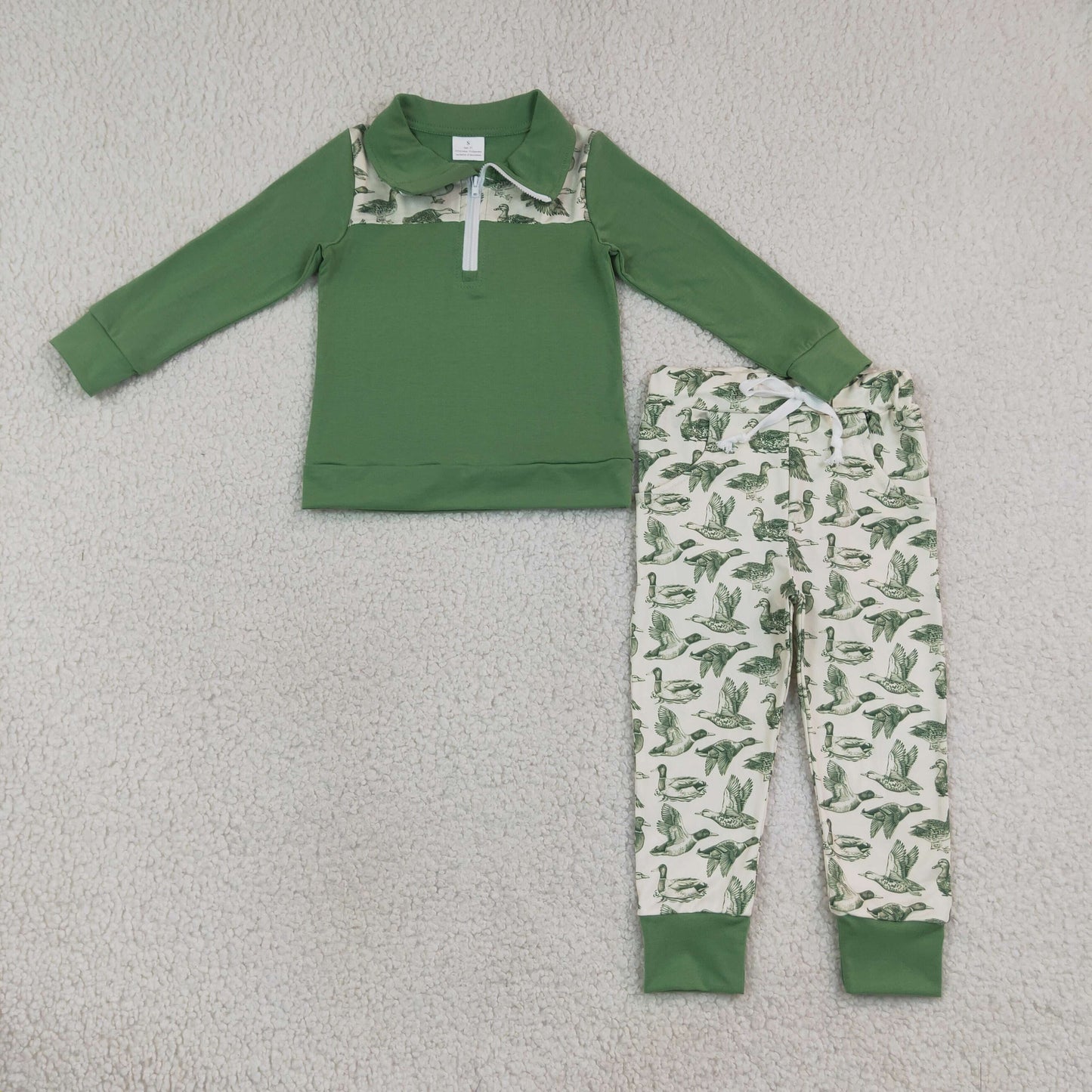 BLP1449 Hunting Mallard Zipper Long Sleeve Pants Boys Set