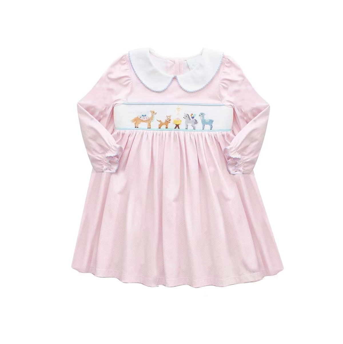 custom deer giraffe animals pink long sleeve girls dress