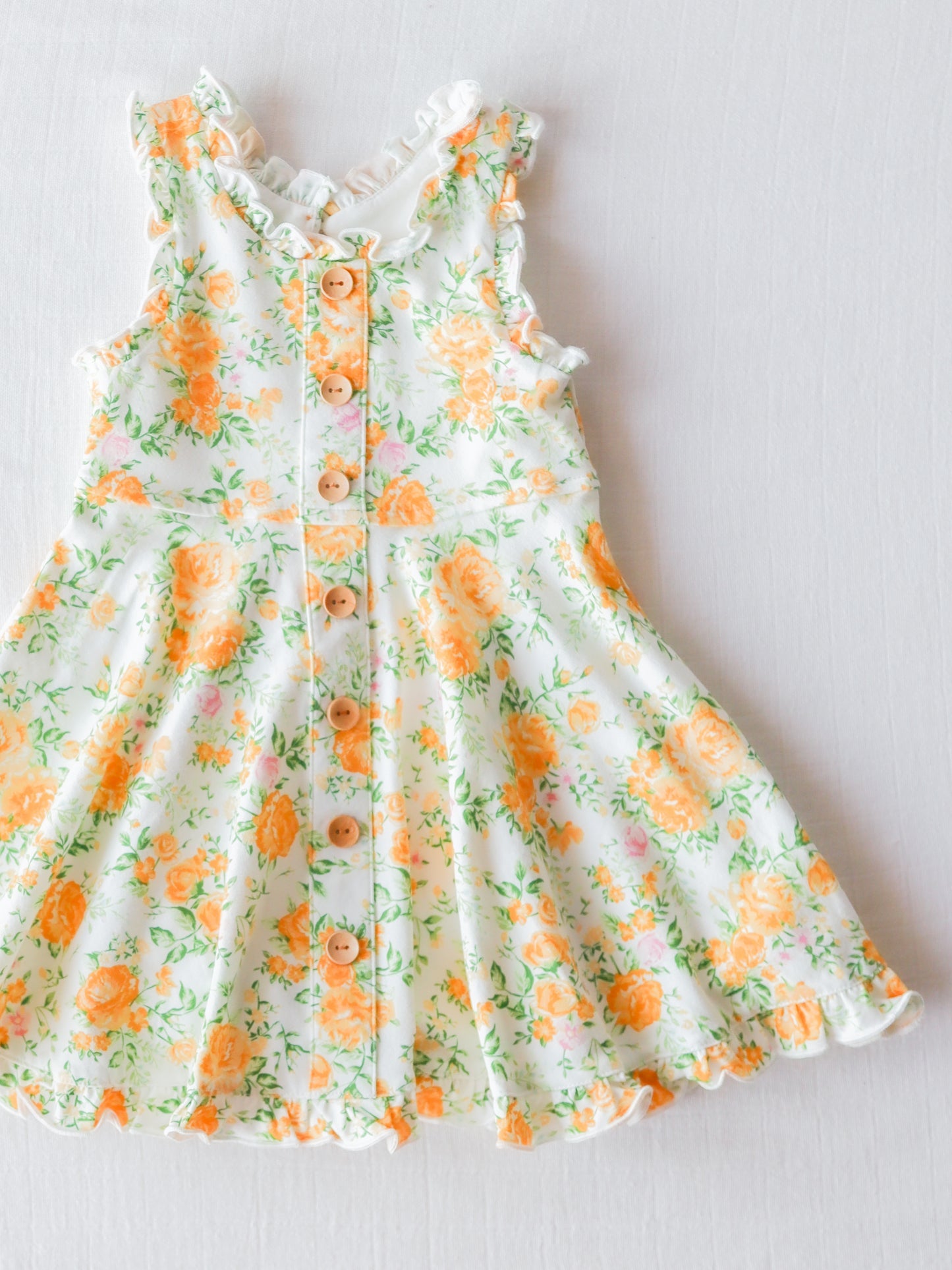 custom orange flowers girls dress Summer (moq 3) tat 6-8 weeks
