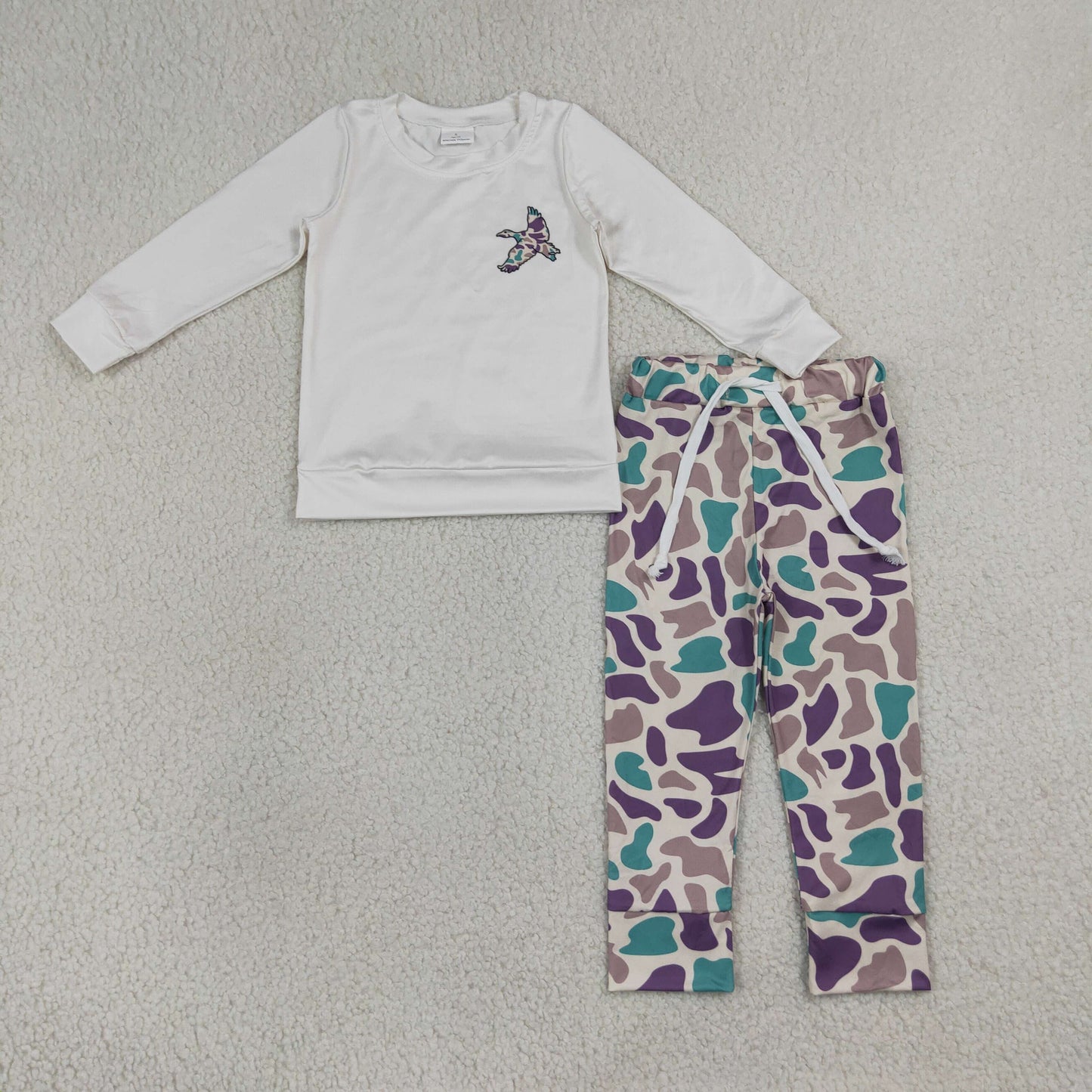 BLP1378 Hunting Mallard Duck Long Sleeve Camo Pants Boys Set