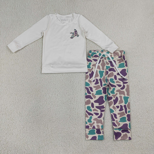 BLP1378 Hunting Mallard Duck Long Sleeve Camo Pants Boys Set