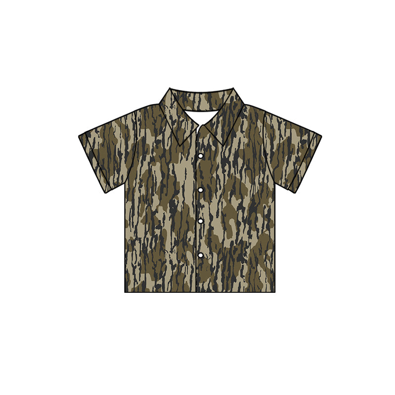 custom moq 3 hunting camo green short sleeve boys top