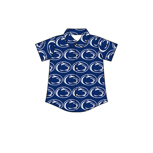 custom team top 3 Navy short sleeve kids top