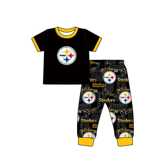 custom S 8.19 Yellow & black short sleeve pants boys set
