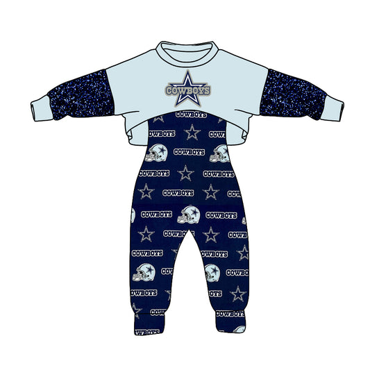 custom S 9.13  Blue long sleeve jumpsuit set