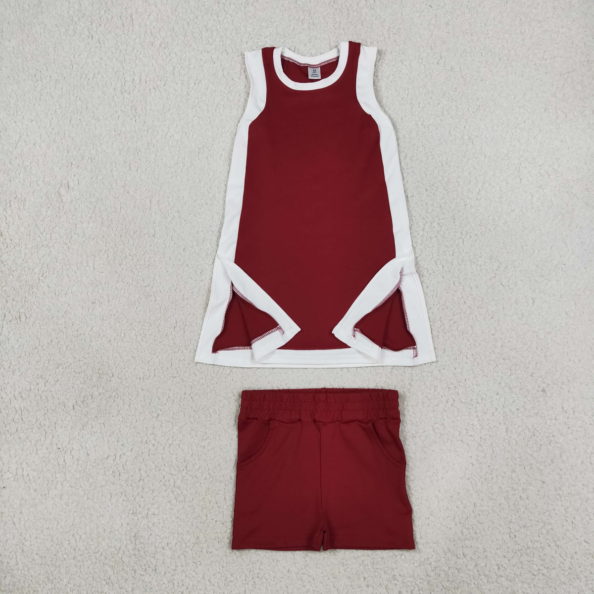 GSSO3848 Yoga Maroon Sleeveelss With Shorts Girls Set GDS4257+SS0962