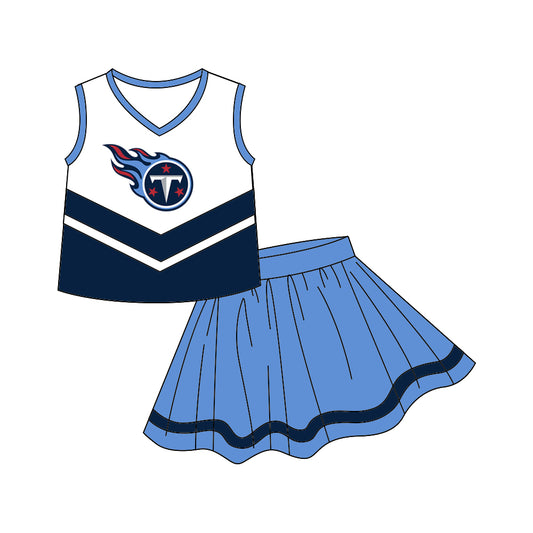 custom S 8.9 Black & blue sleeveless cheerleader dress