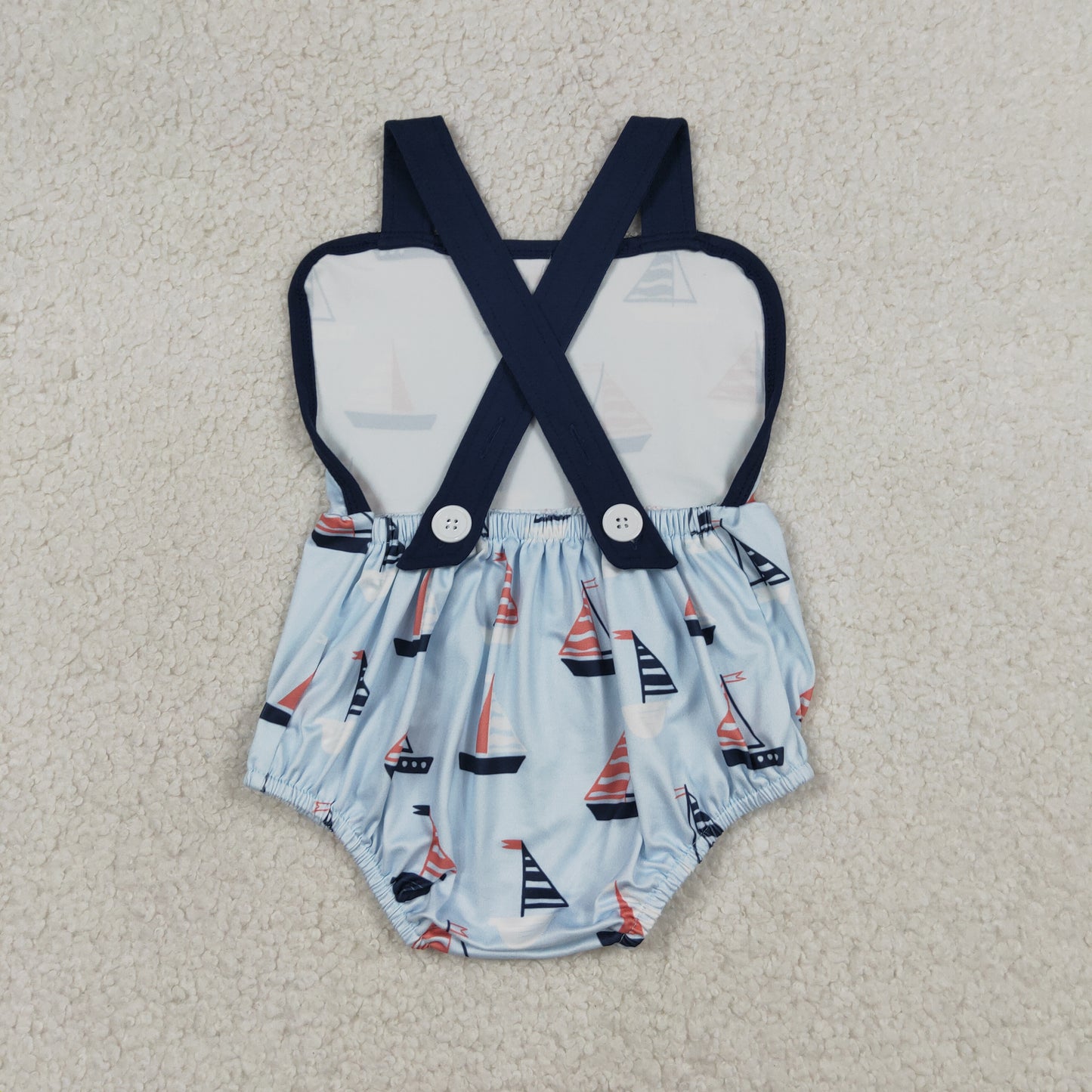 SR3945 Sailboat Blue Girls Romper
