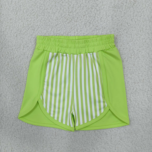 SS0952 Yoga Green Striped Girls Shorts