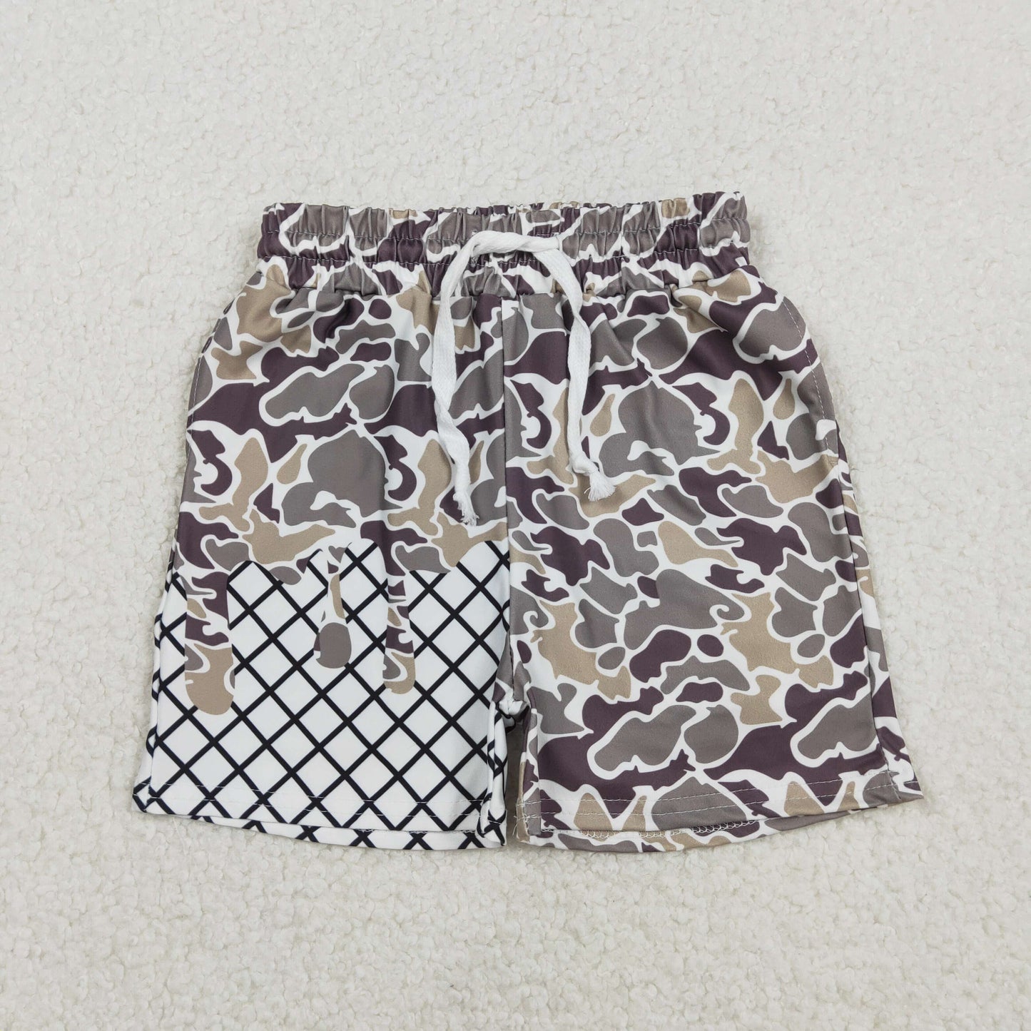 SS0646 hunting camo checkered boys shorts