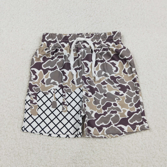 SS0646 hunting camo checkered boys shorts