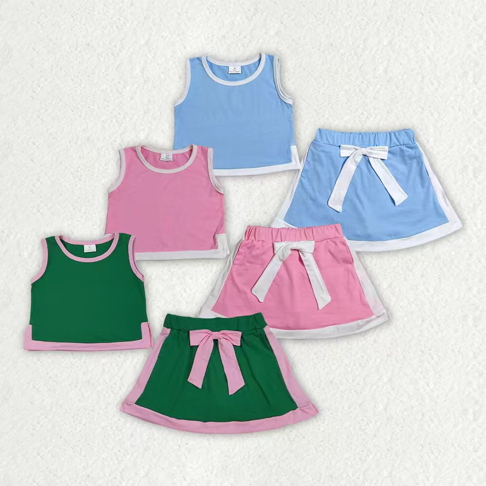 Solid Color Skorts Girls Set Sibling Clothes RTS