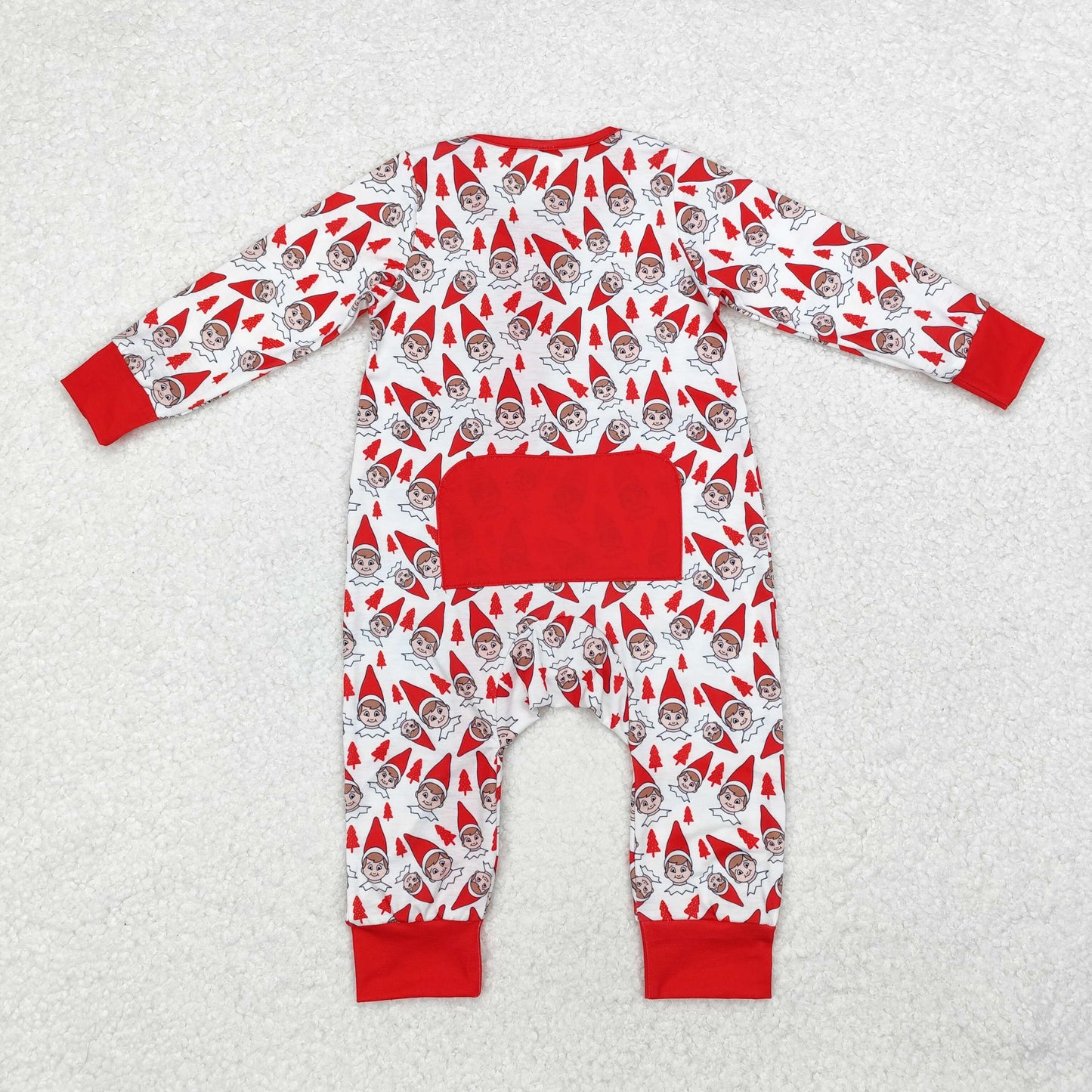 bamboo LR1168 Christmas spirit red long sleeve zipper boys romper