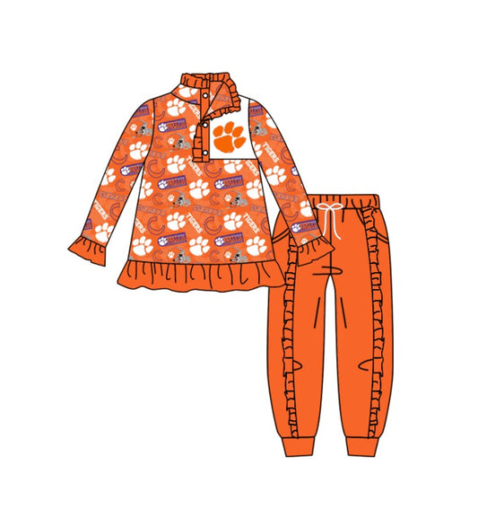 custom S 8.15 Orange long sleeve pants girls set