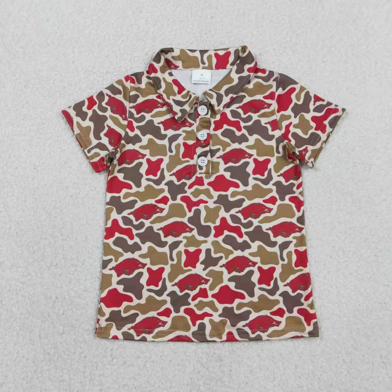 Team Camo Short Sleeve Boys Top Sibling Clothes RTS