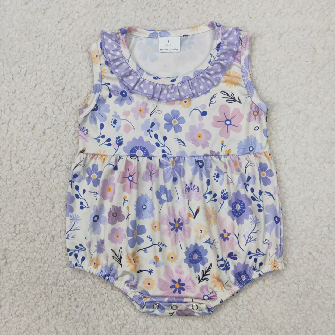 purple flowers floral Summer Sibling Clothes RTS