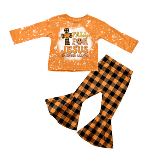 custom S 8.19 Cartoon smile orange long sleeve pants girls set