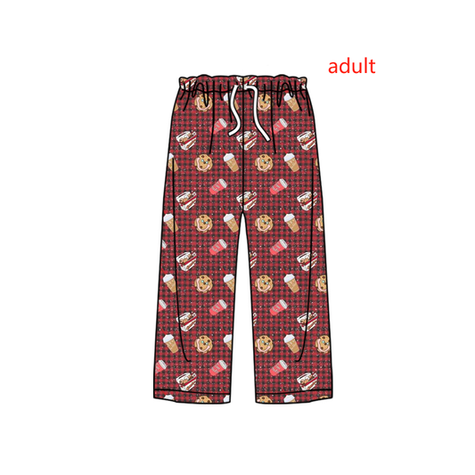 custom cookie hamburger red checkered adult pants