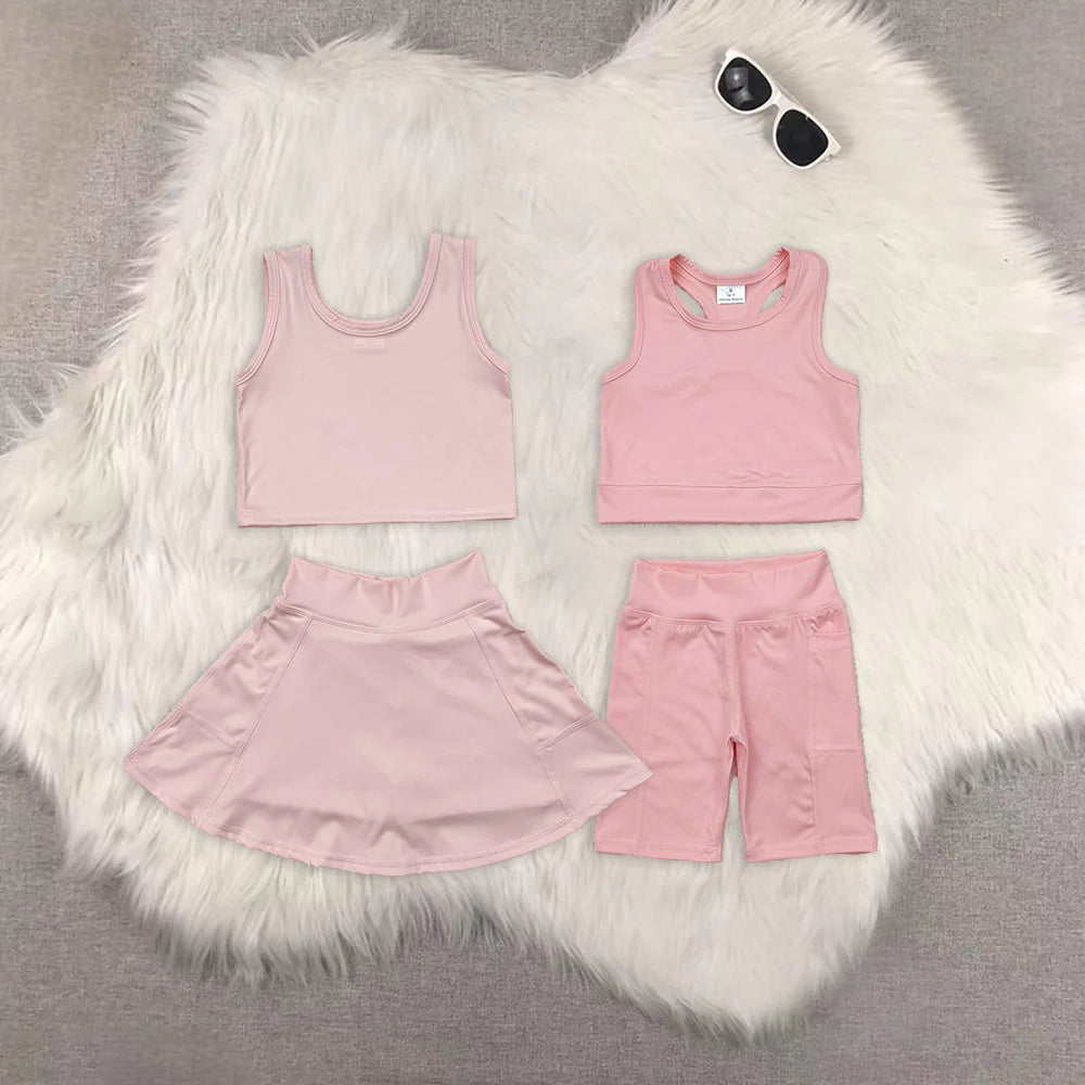 yoga soild color skirt with shorts girls set RTS Sibling Clothes