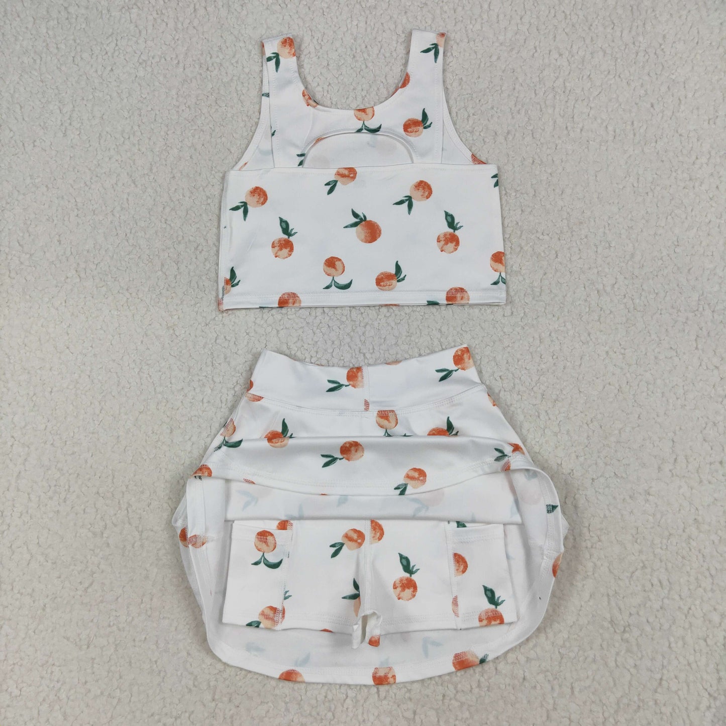 GSD2738 yoga fruit peach sleeveless skorts girls set
