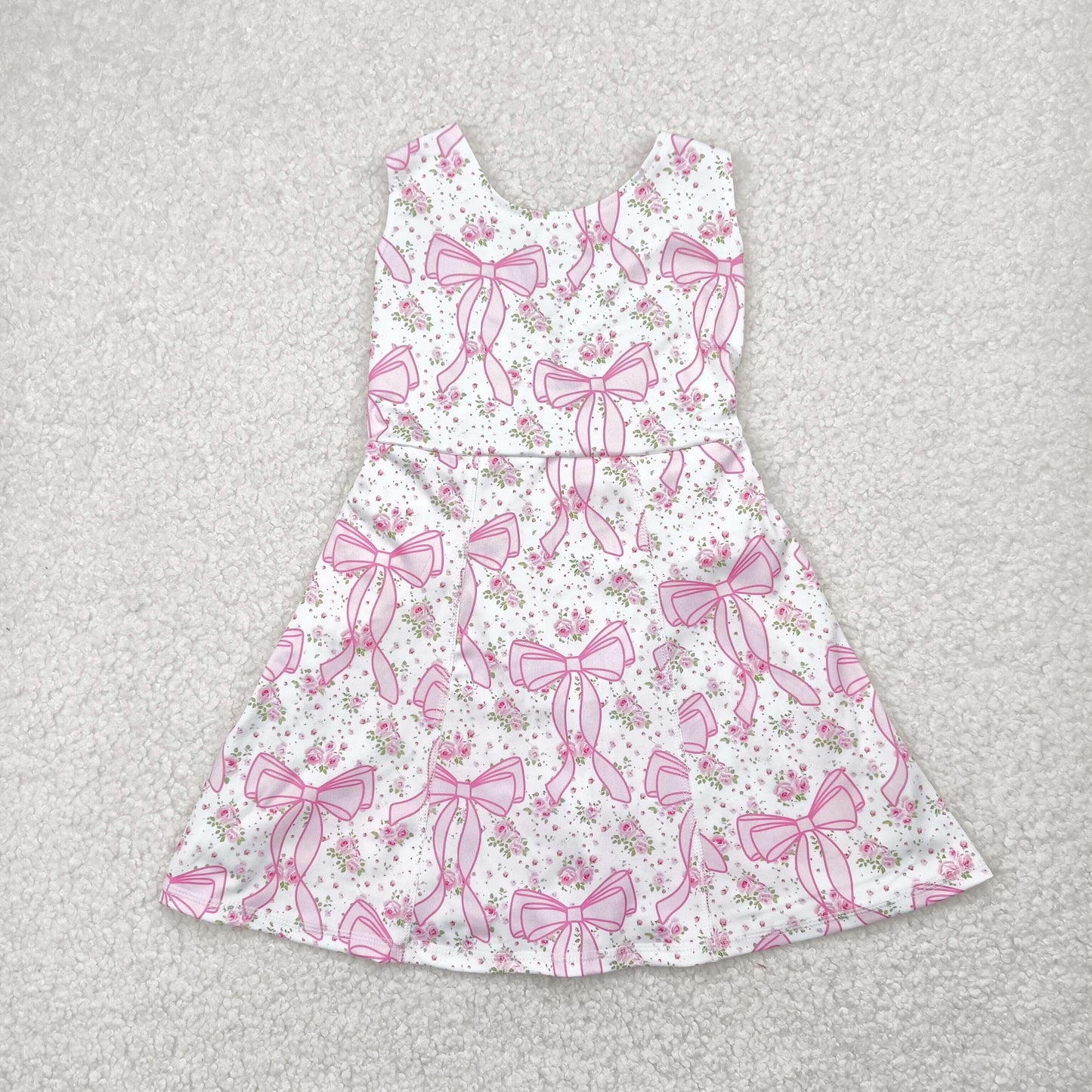 GSD2199 yoga pink bows coquette bows flowers sleeveless skirt with shorts girls dress