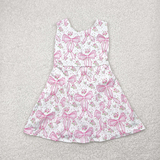 GSD2199 yoga pink bows coquette bows flowers sleeveless skirt with shorts girls dress