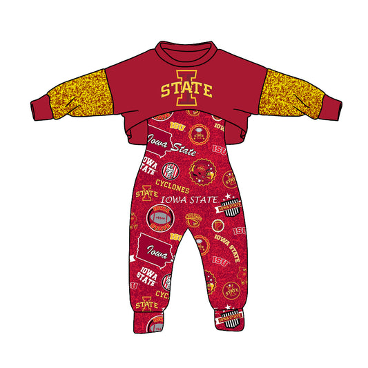 custom S 9.13  Red long sleeve jumpsuit set