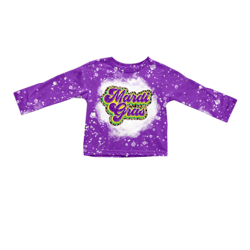 preorder GT0340  Mardi Gras purple long sleeve girls top