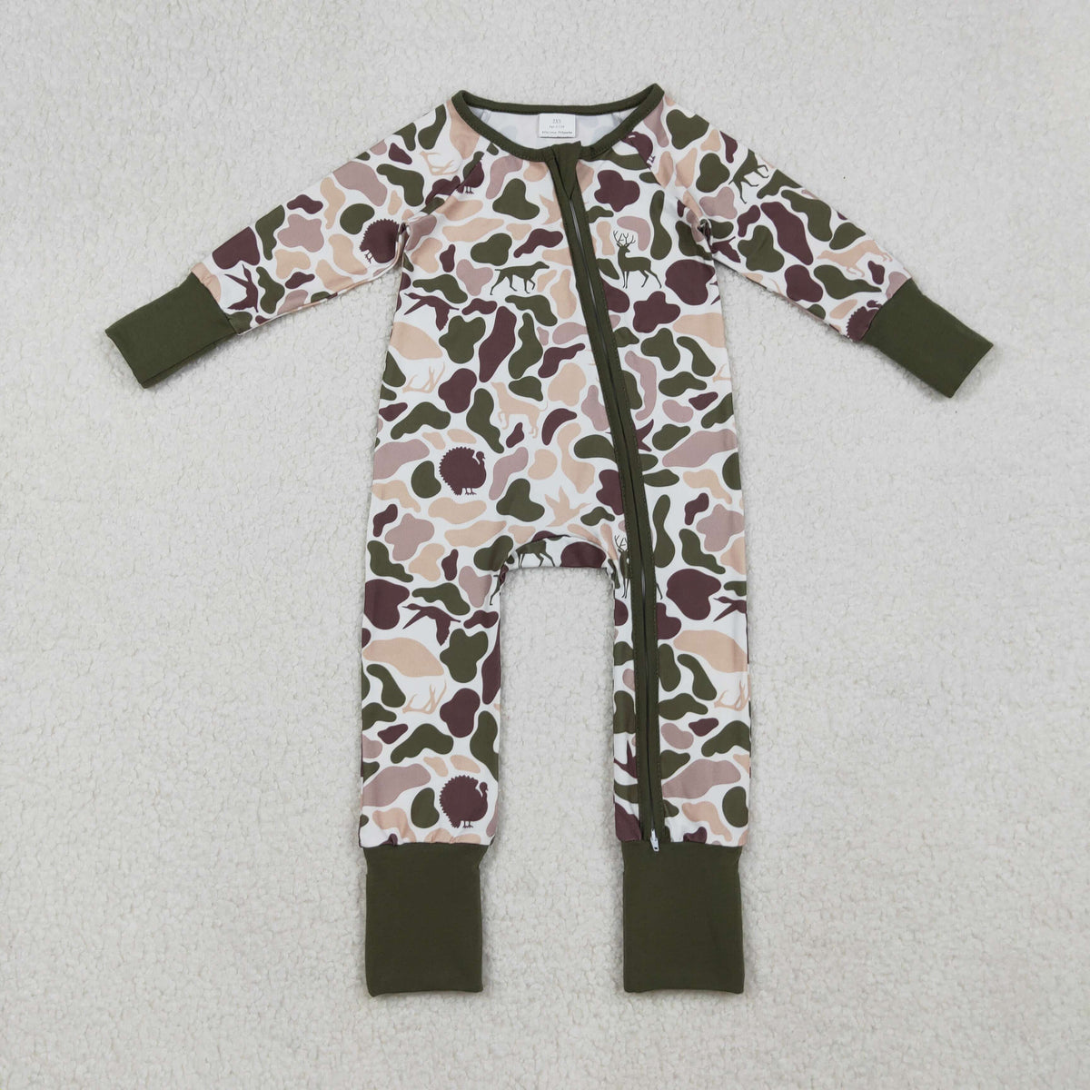 LR2590 hunting mallard duck camo zipper long sleeve boys romper
