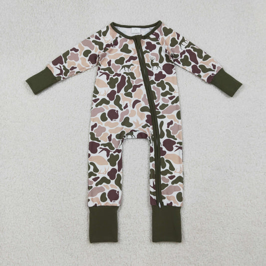 LR2590 hunting mallard duck camo zipper long sleeve boys romper