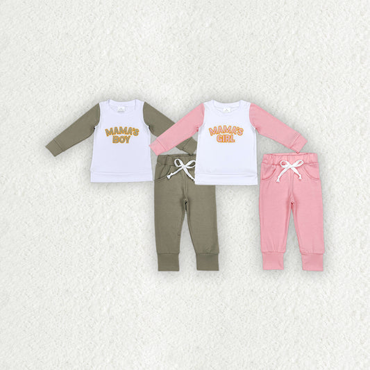 embroidery Mama's Boy/Mama's Girl Set RTS sibling clothes