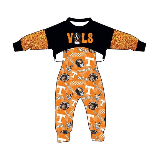 custom S 9.27 Orange black long sleeve jumpsuit set