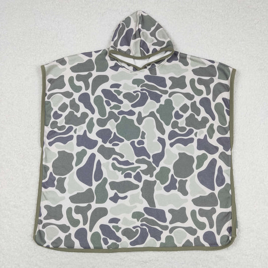 S0326 green camo hooded towel kids swimsuit cover up