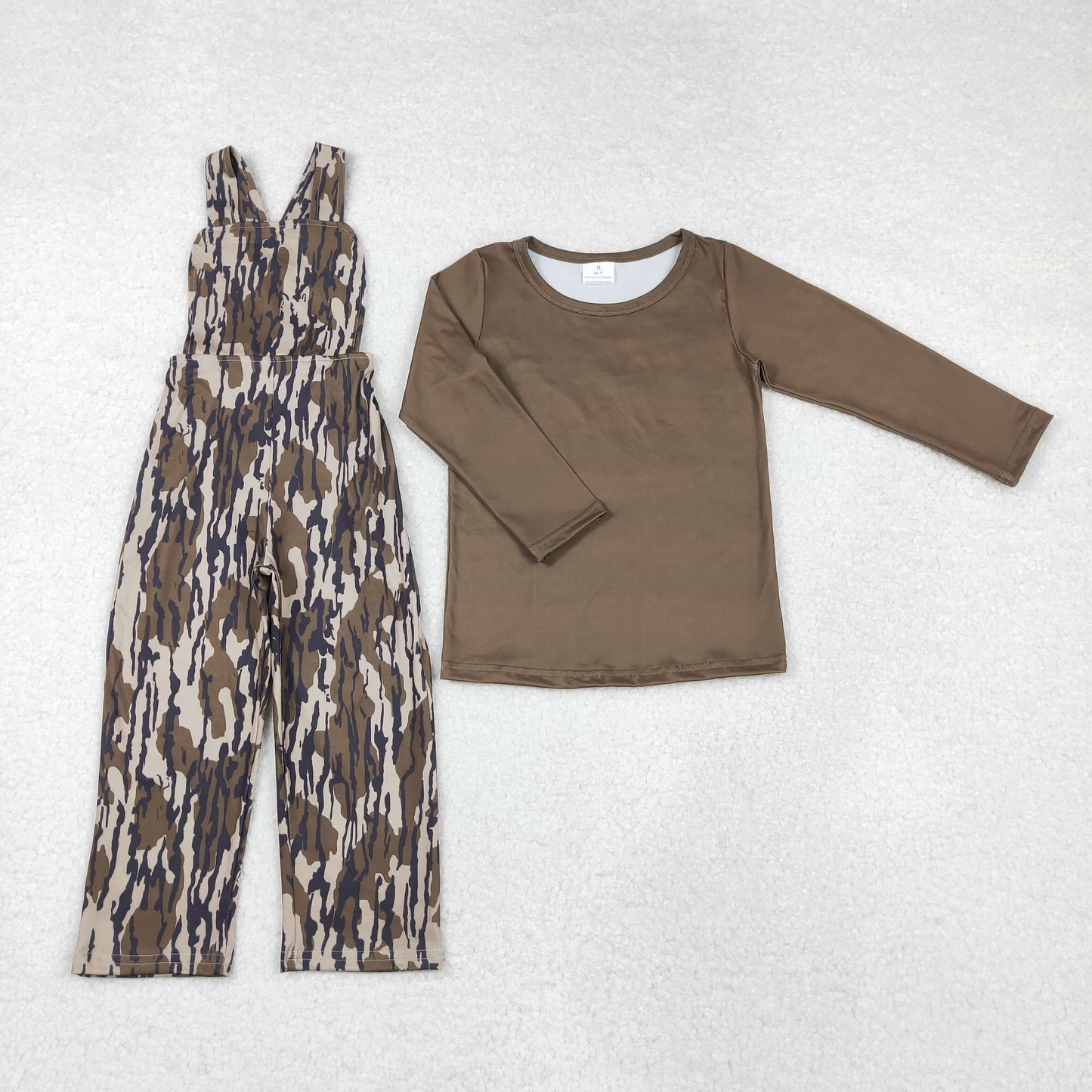BLP0967 dark green long sleeve camo sleeveless boys jumpsuits boys set