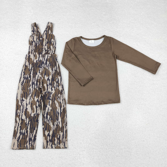 BLP0967 dark green long sleeve camo sleeveless boys jumpsuits boys set