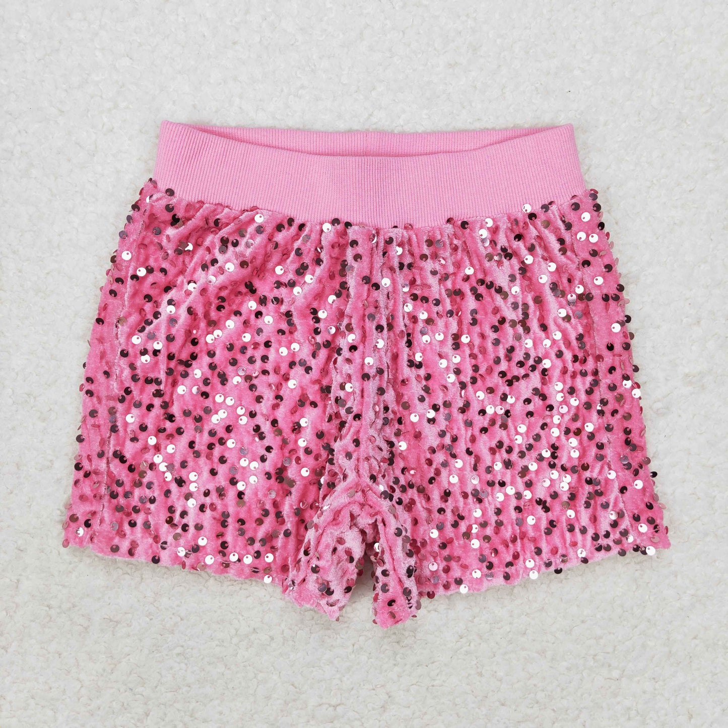 SS0350 pink sequin girls shorts
