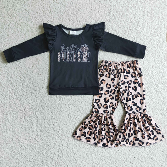 GLP0056 Hello Pumpkin Leopard Print Baby Kids Outfits