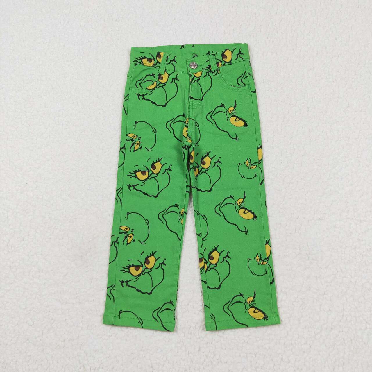 P0485 Christmas green face boys denim pants boys jeans