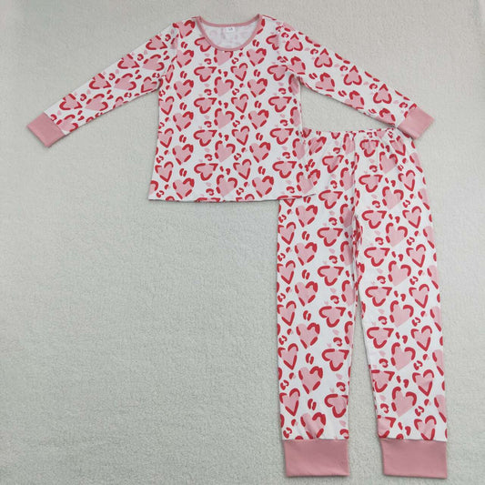 GLP1096 Valentine's Day heart red long sleeve pants adult pajamas
