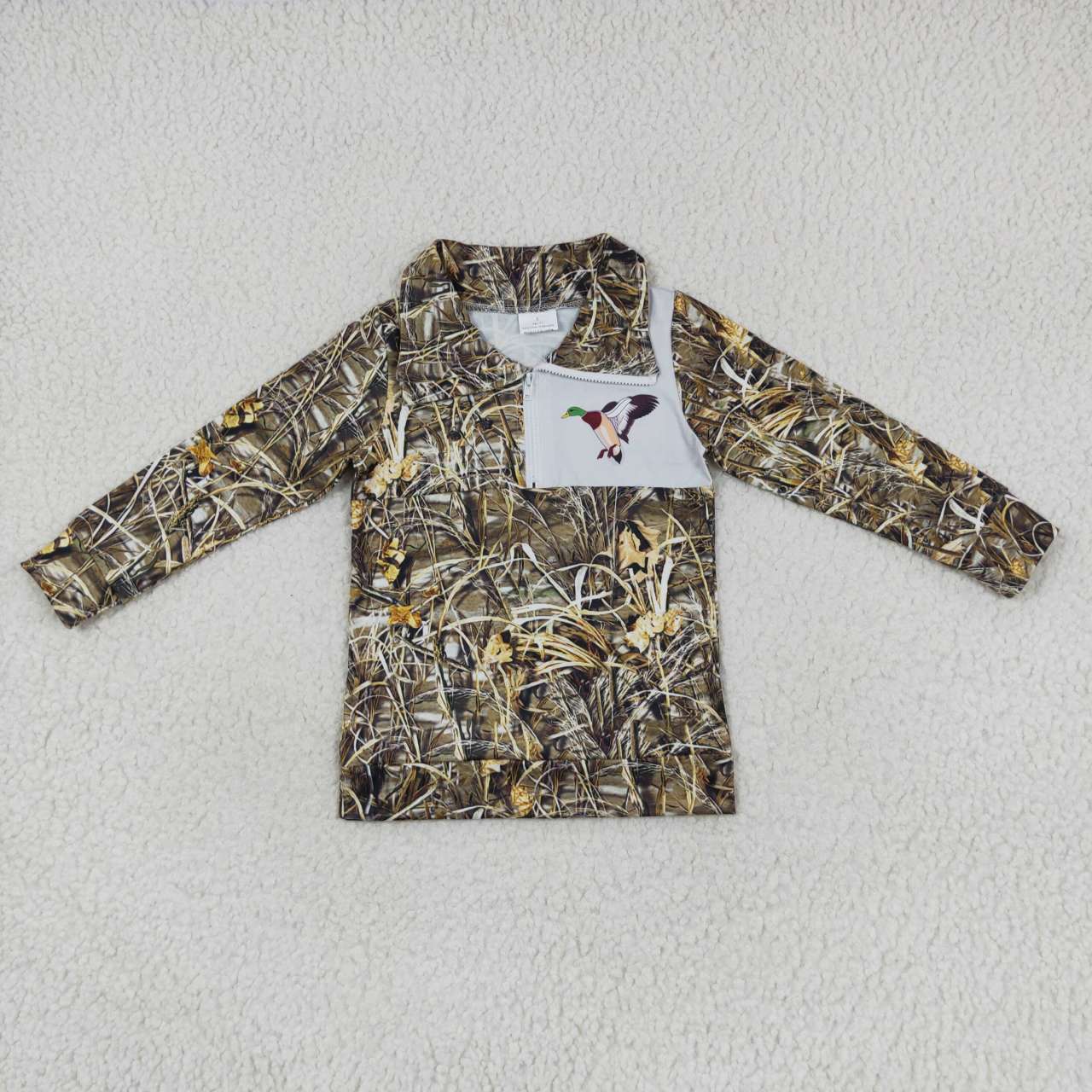 BT0332 Hunt camo tree branch duck long sleeve boys top