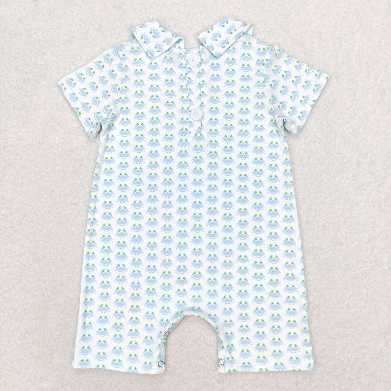 SR1436 cute blue crab short sleeve boys romper