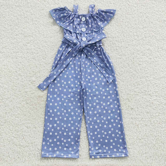 USA SHOP SR0421 Blue Dot Sleeveless Girls Jumpsuits