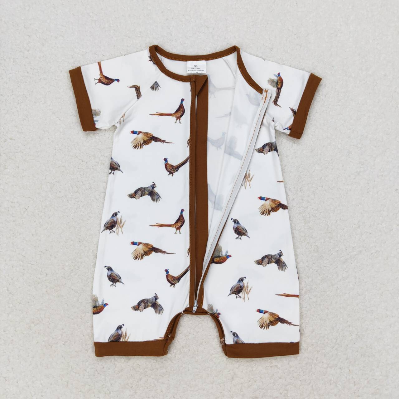 SR1657 wild bird short sleeve boys zipper romper